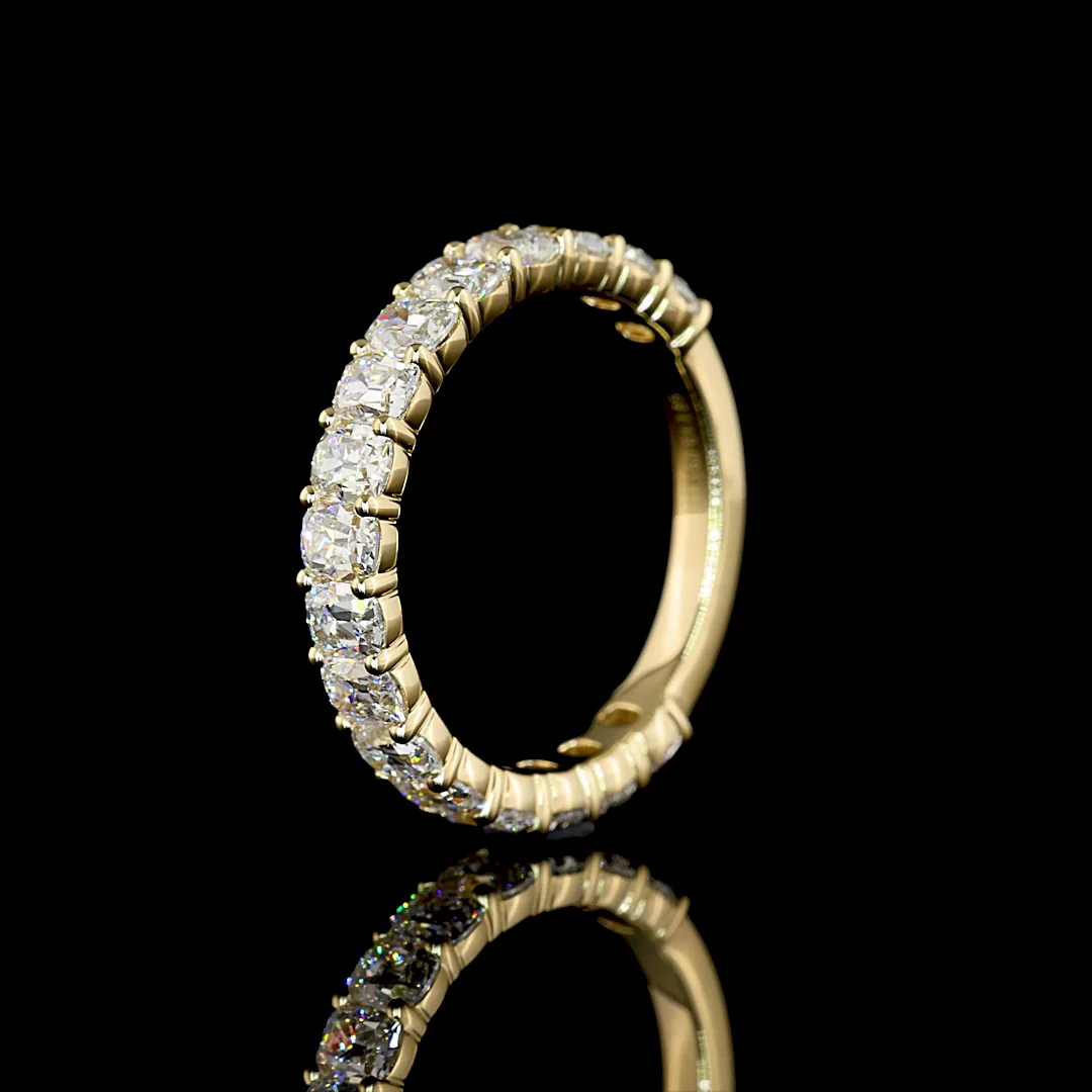 1.85 Cts 14k Yellow Gold Antique Cushion Shape 3/4 Band Eternity Band - Image 4