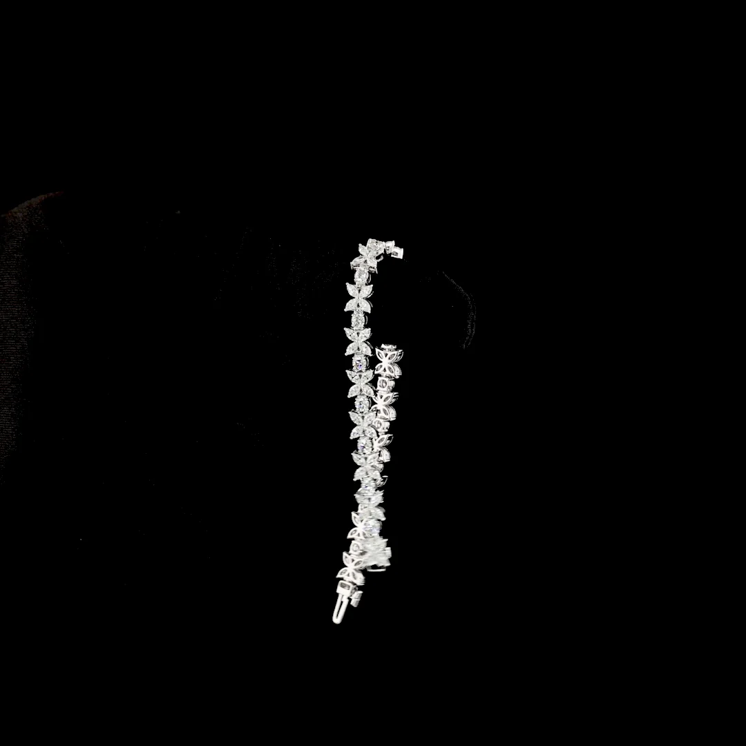 4.72 Cts 18k White Gold Mix Shape Station Line Tennis Bracelet - Image 3