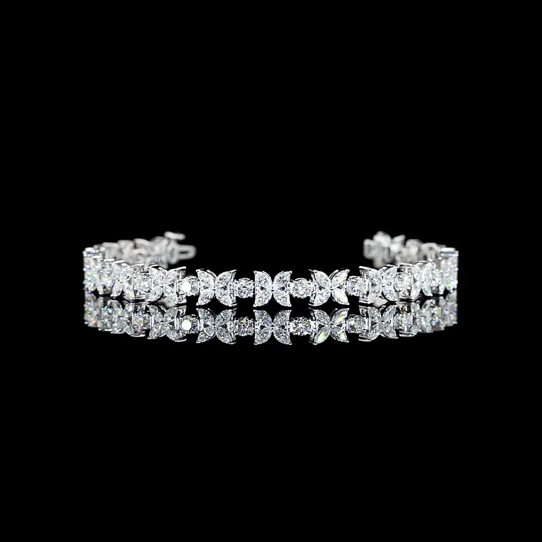 4.72 Cts 18k White Gold Mix Shape Station Line Tennis Bracelet - Video