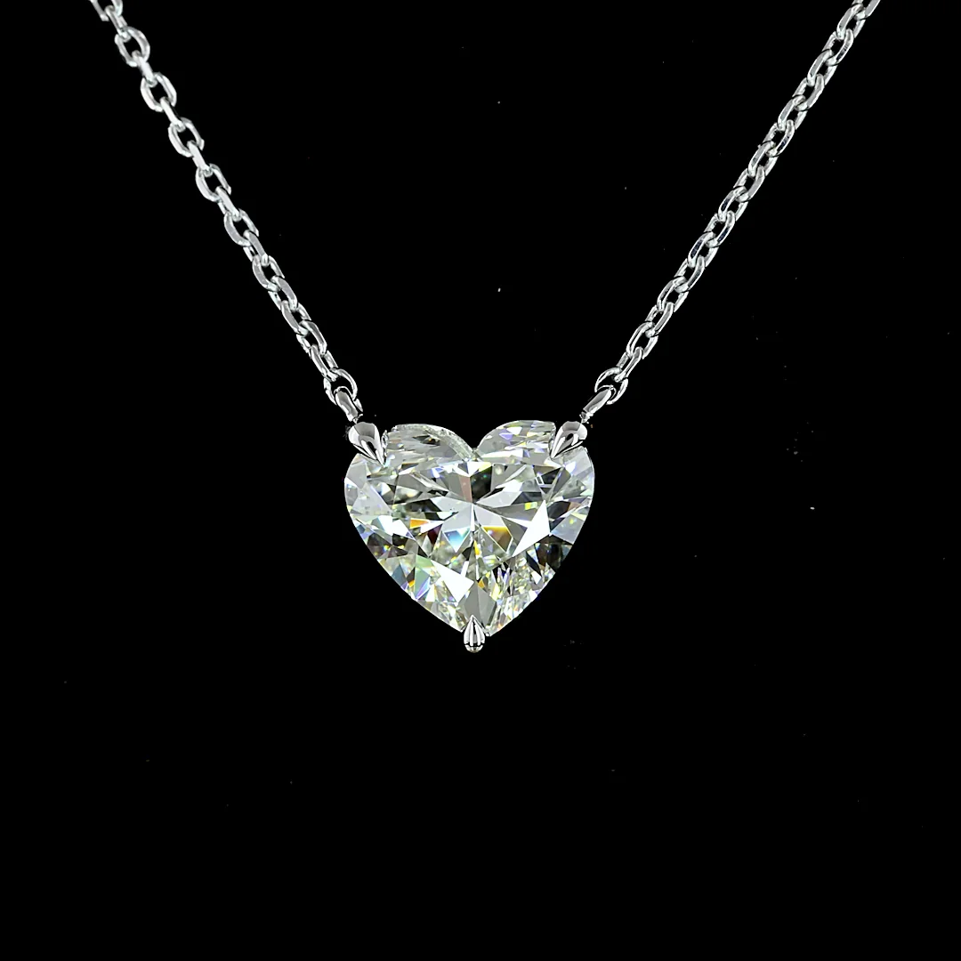 1.5 Cts 14k White Gold Heart Shape Solitaire Pendant - Image 3