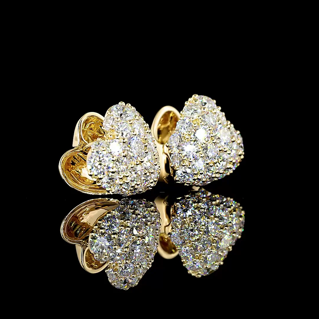 3.35 Cts 14k Yellow Gold Round Shape Special Earring - Image 2