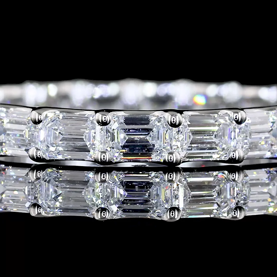 1.83 Cts Platinum Emerald Shape Eternity Band Eternity Band - Image 3