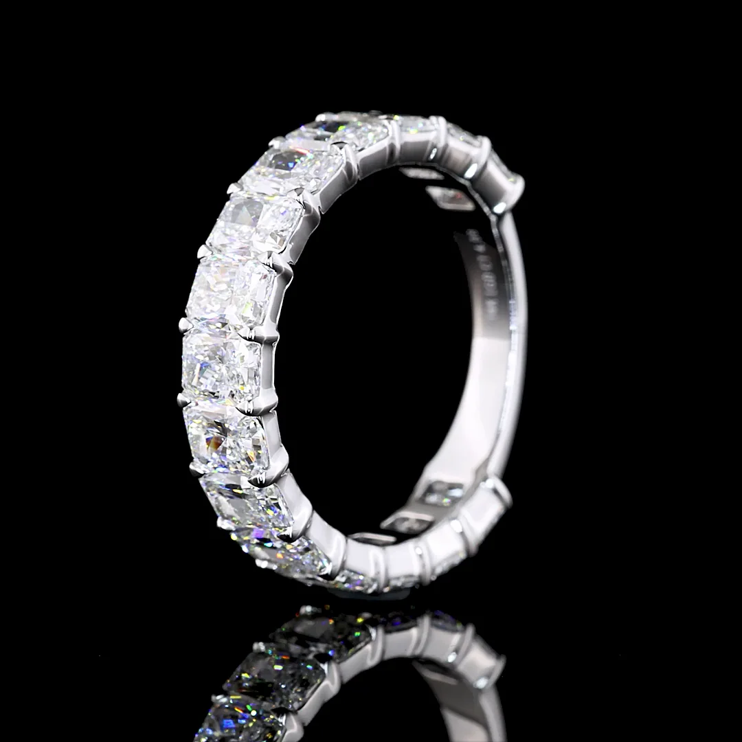 2.86 Cts 14k White Gold Radiant Shape 3/4 Band Eternity Band - Image 4