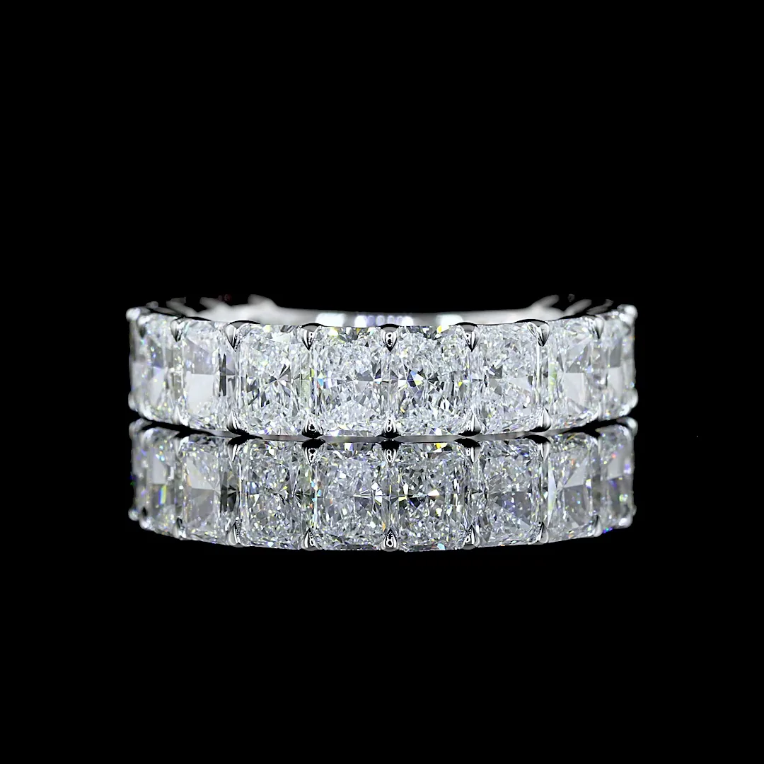 2.86 Cts 14k White Gold Radiant Shape 3/4 Band Eternity Band - Video