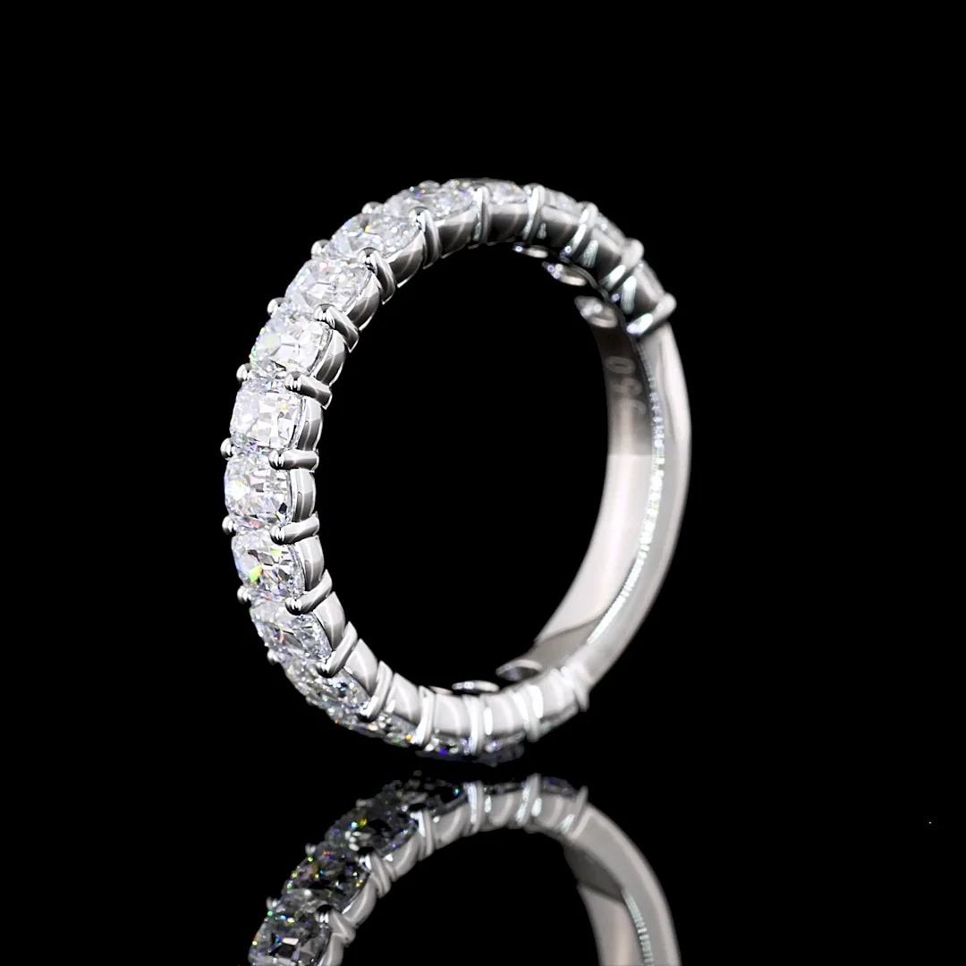 1.78 Cts Platinum Antique Cushion Shape 3/4 Band Eternity Band - Image 4