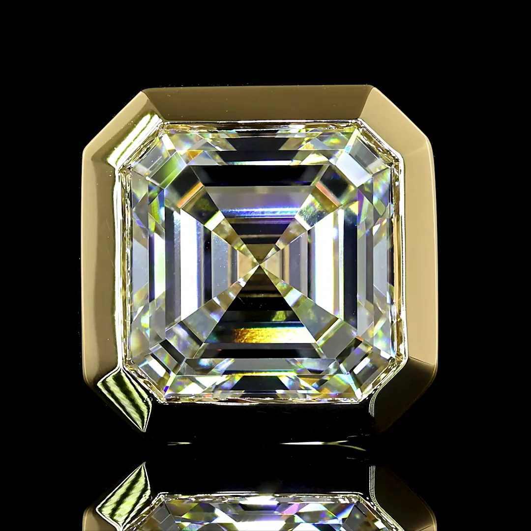 6.13 Cts 14k Yellow Gold Asscher Shape Studs Earring - Image 2