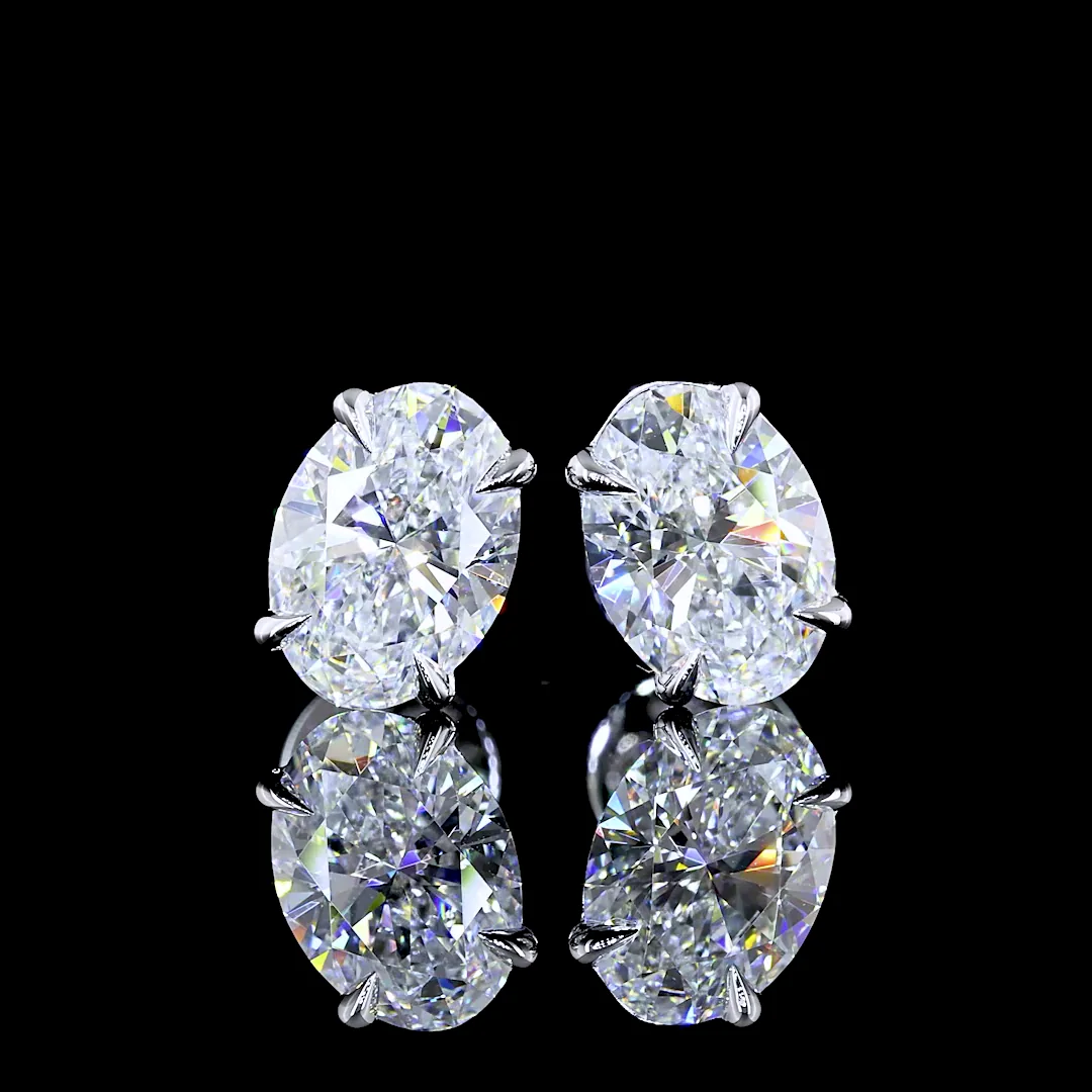 2.02 Cts 14k White Gold Oval Shape Studs Earring - Image 3