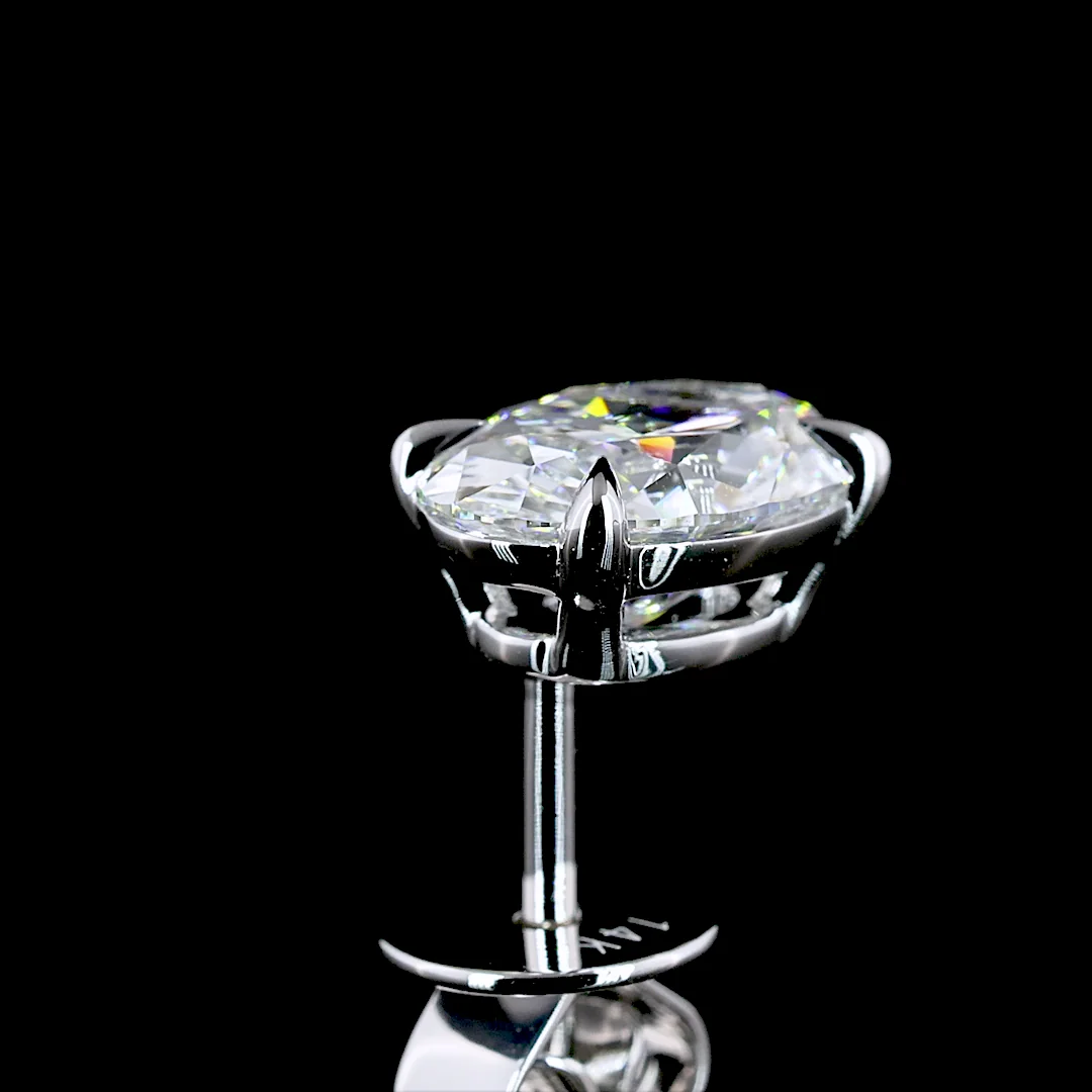 2.02 Cts 14k White Gold Oval Shape Studs Earring - Image 4