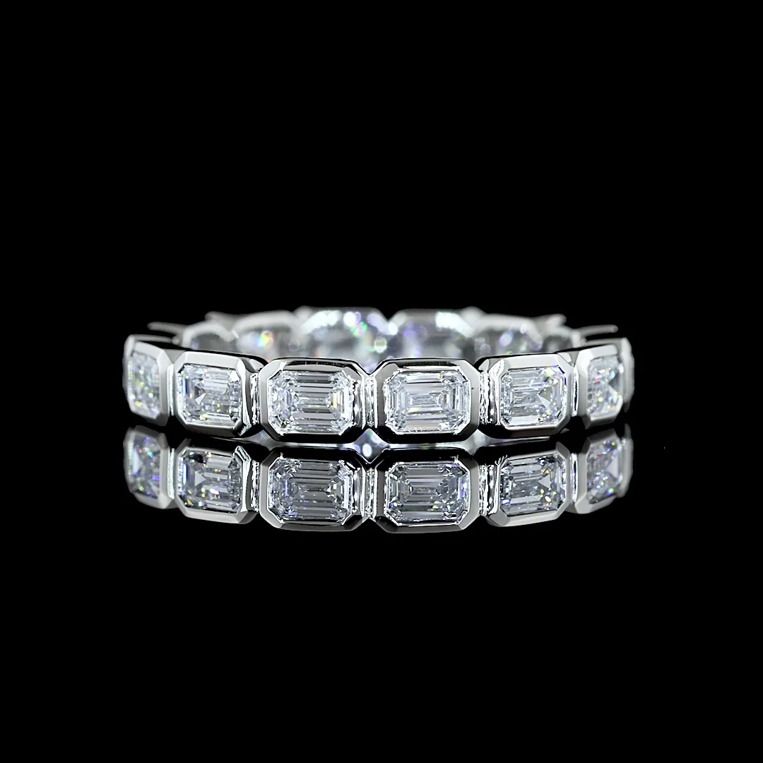 1.34 Cts Platinum Emerald Shape Eternity Band Eternity Band - Video