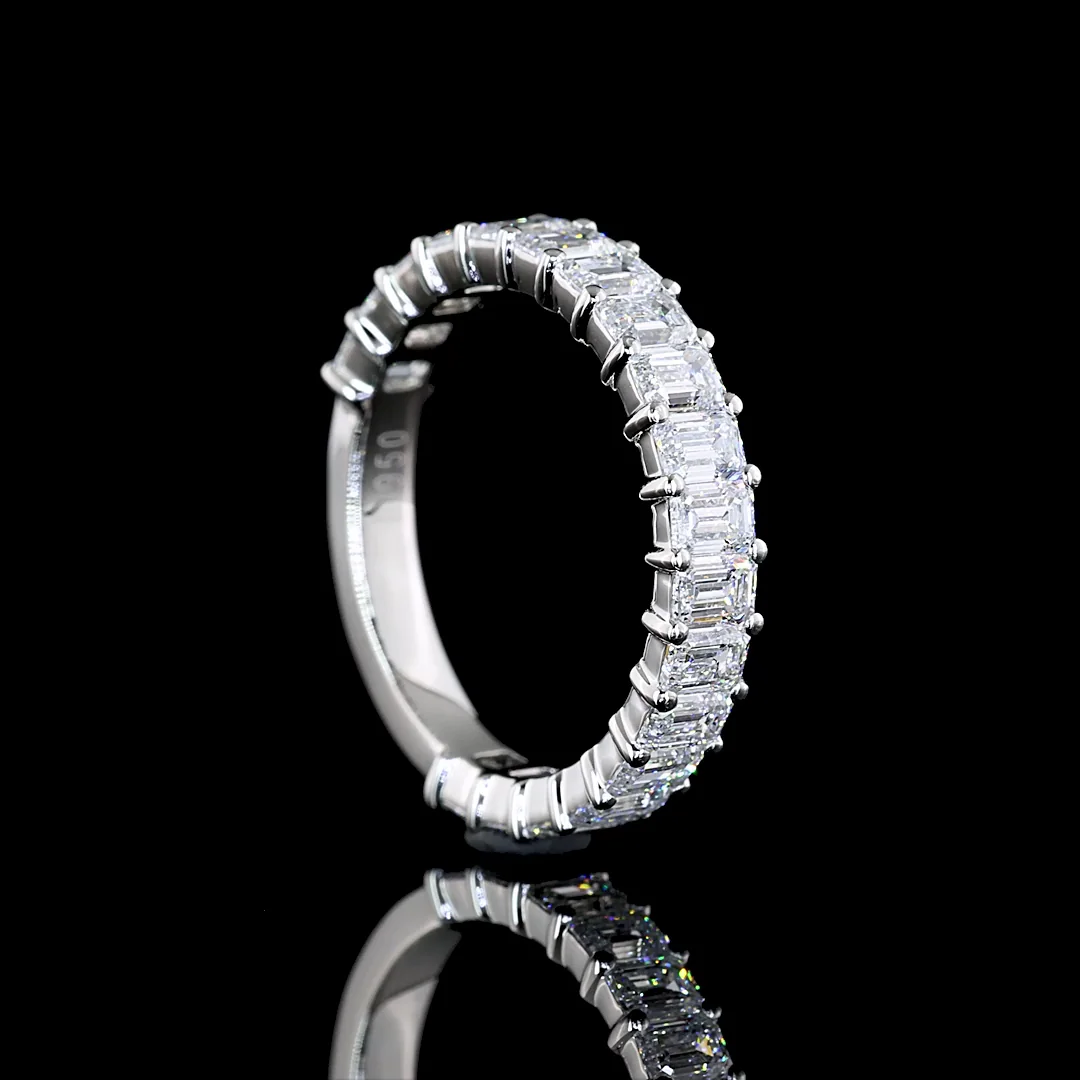 1.81 Cts Platinum Emerald Shape 3/4 Band Eternity Band - Image 2
