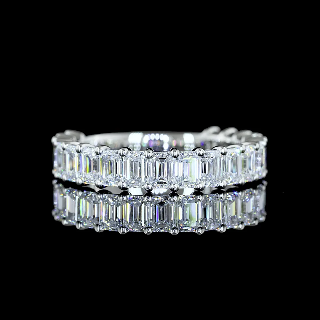 1.81 Cts Platinum Emerald Shape 3/4 Band Eternity Band - Video