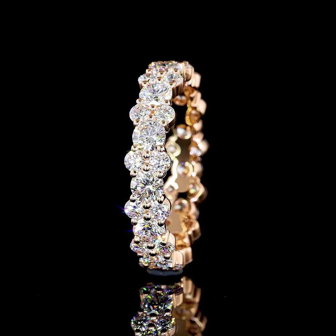 3.04 Cts 14k Rose Gold Round Shape Eternity Band Eternity Band - Image 4