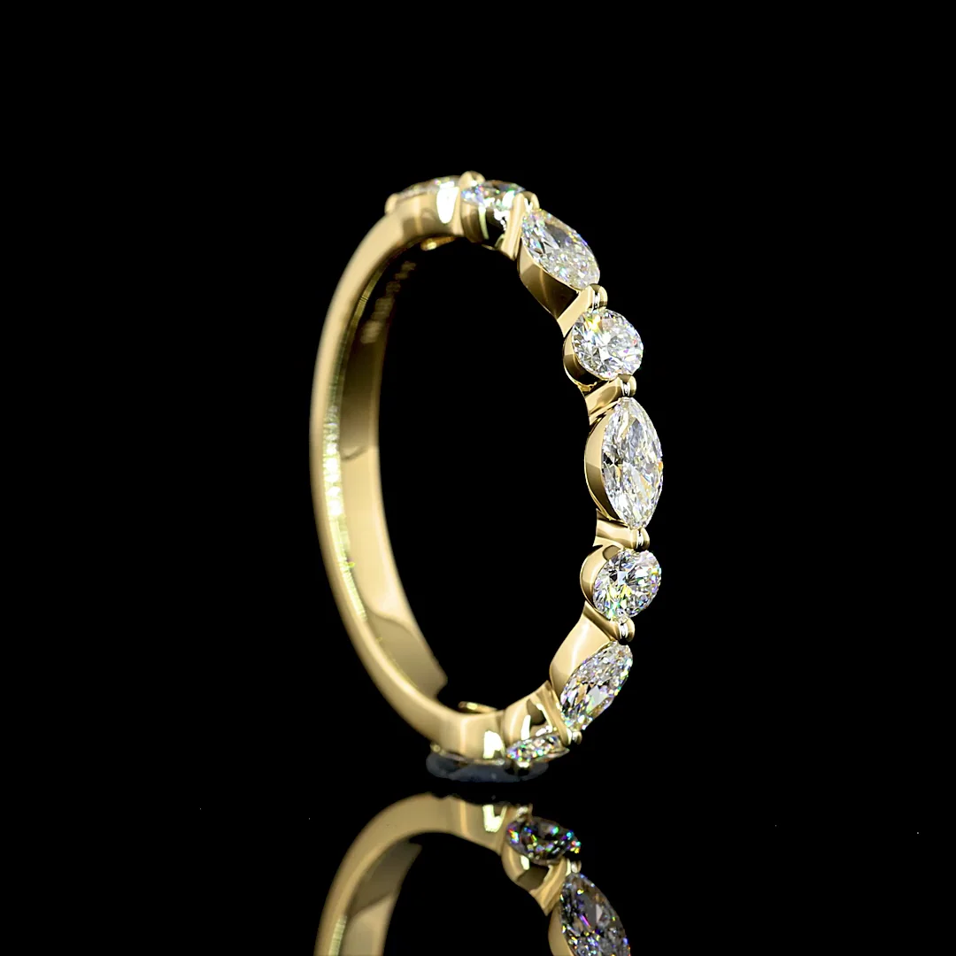 0.82 Cts 14k Yellow Gold Mix Shape 3/4 Band Eternity Band - Image 2