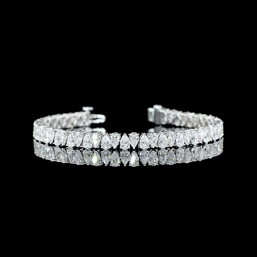 9.59 Cts 14k White Gold Pear Shape Tennis Bracelet - Video