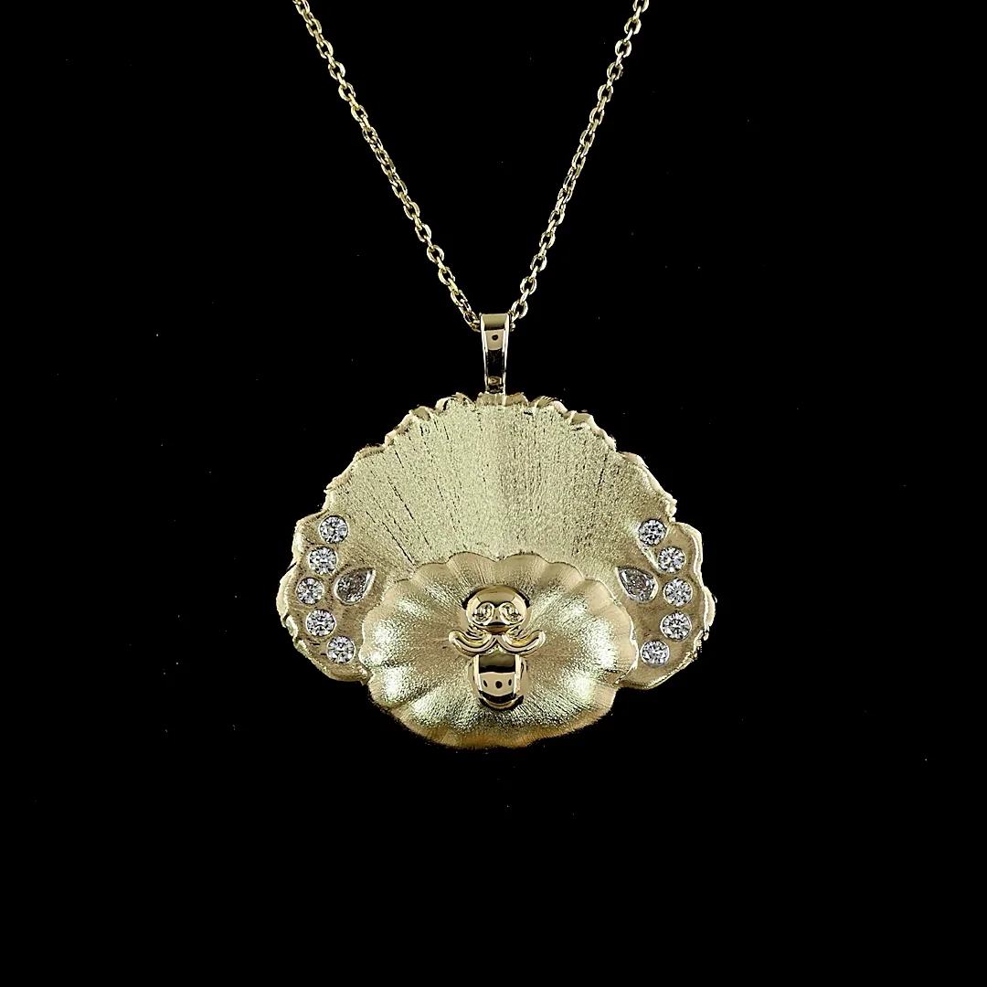 0.38 Cts 14k Yellow Gold Pear Shape Symbol Pendant - Image 3