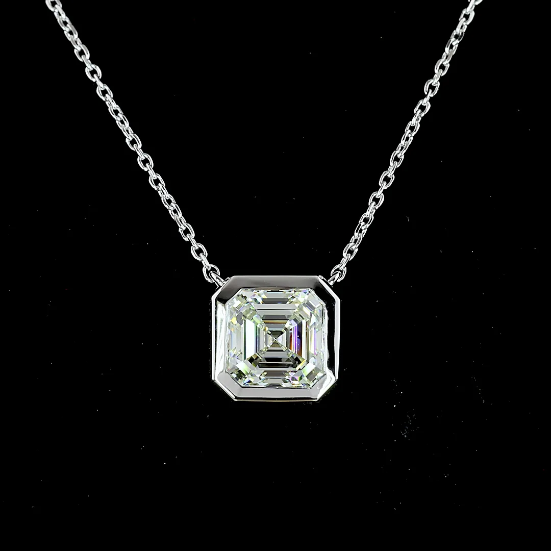 2.26 Cts 14k White Gold Asscher Shape Solitaire Pendant - Image 3