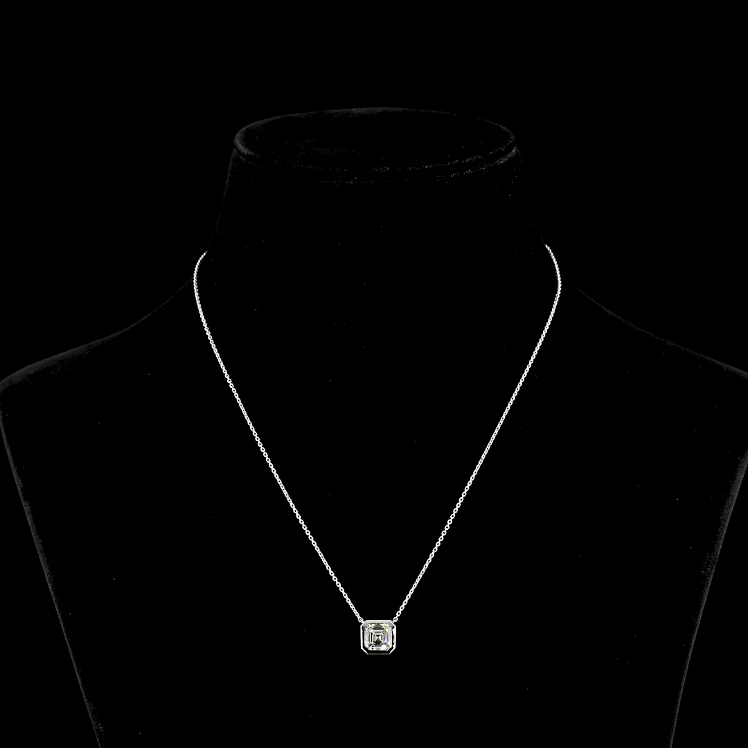 2.26 Cts 14k White Gold Asscher Shape Solitaire Pendant - Video