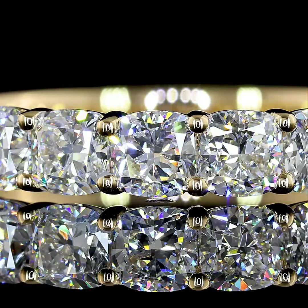 1.92 Cts 14k Yellow Gold Square Cushion Brilliant Shape Half Eternity Eternity Band - Image 3