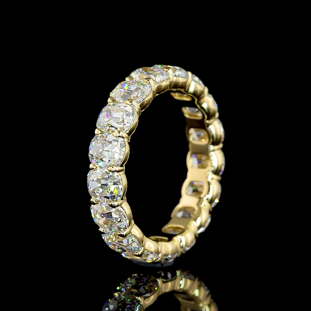 5.82 Cts 14k Yellow Gold Antique Cushion Shape Eternity Band Eternity Band - Image 4