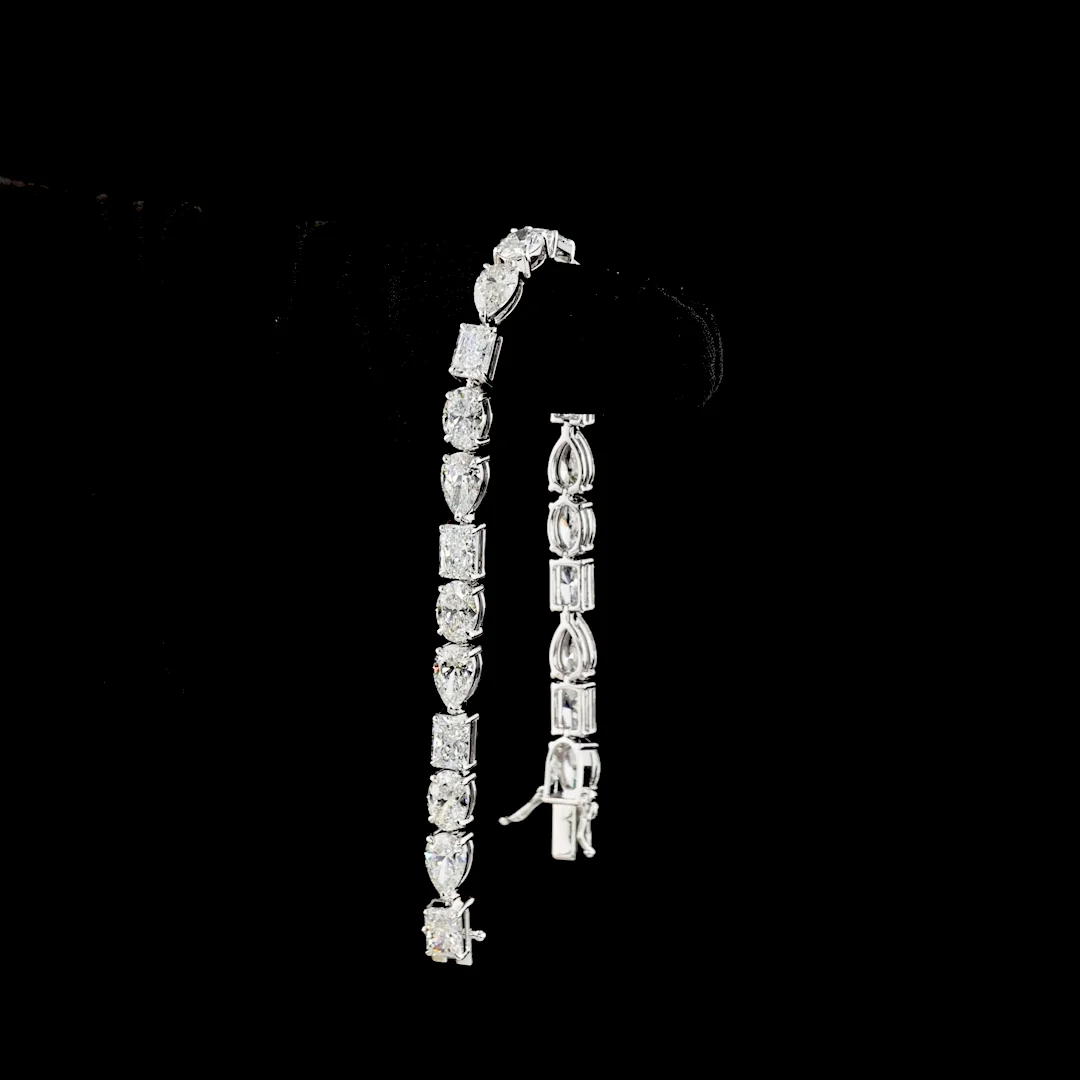 16.66 Cts 14k White Gold Mix Shape Tennis Bracelet - Image 3
