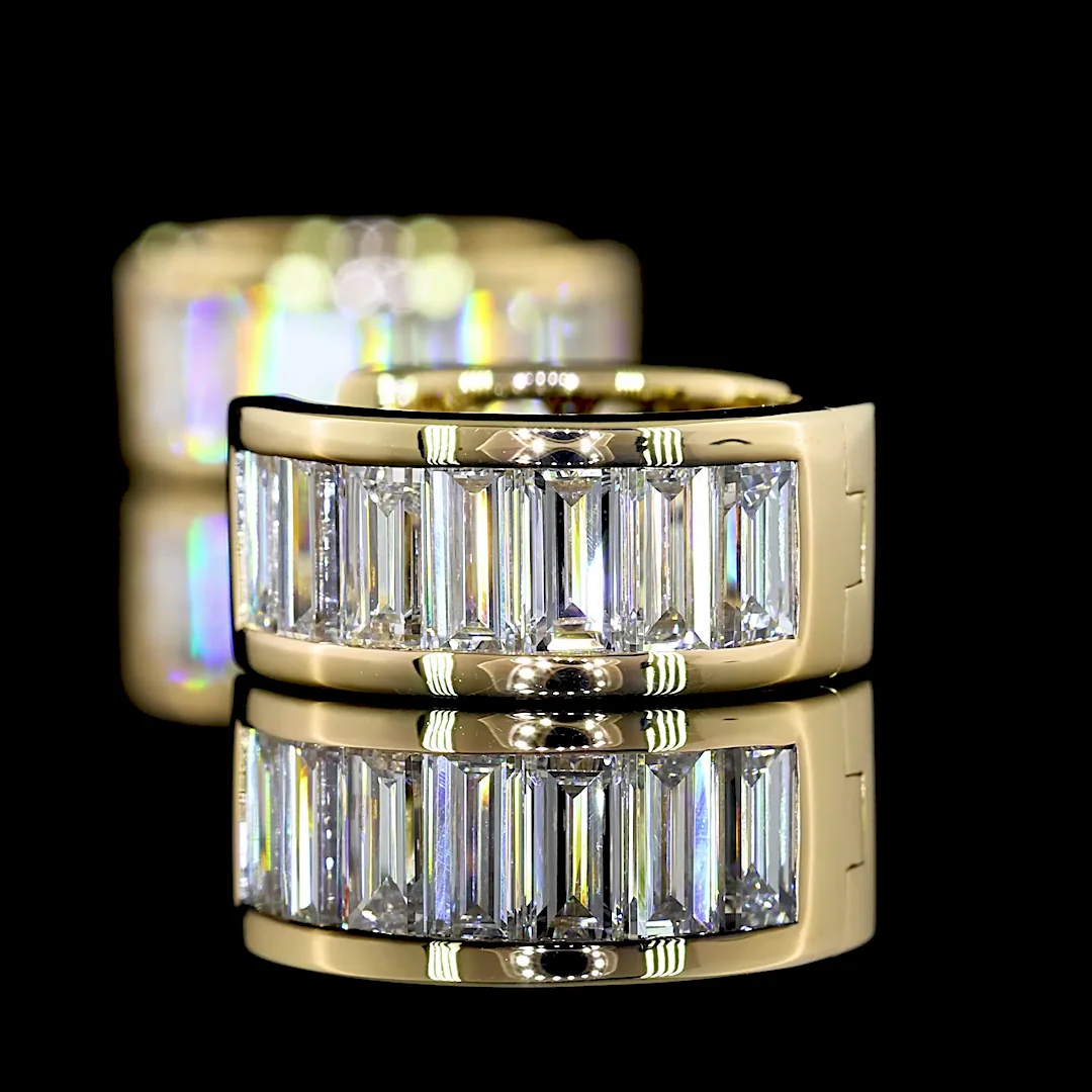 1.82 Cts 14k Yellow Gold Baguette Shape Huggies Earring - Image 4