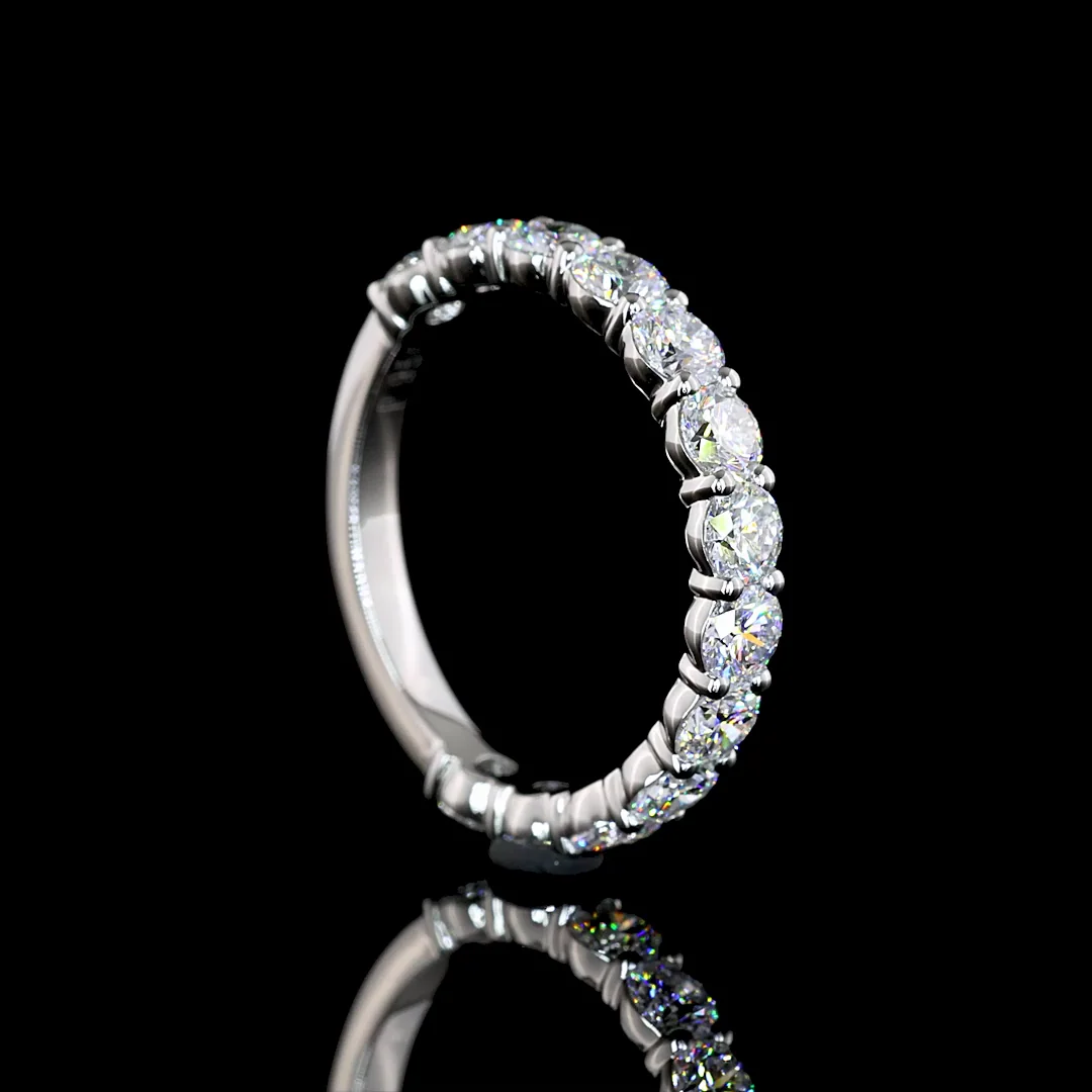 1.46 Cts Platinum Round Shape 3/4 Band Eternity Band - Image 2