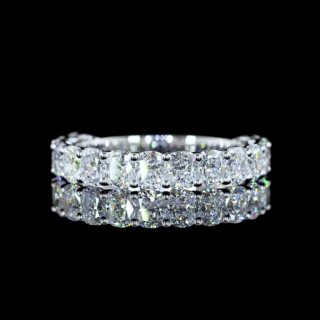 2.69 Cts 14k White Gold Cushion Brilliant Shape 3/4 Band Eternity Band - Video