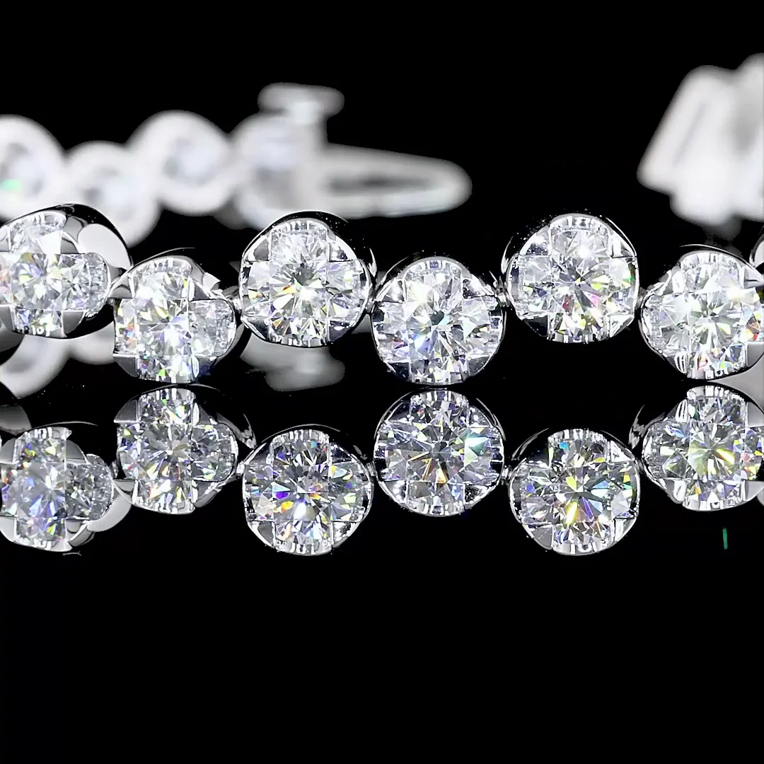 6.72 Cts 14k White Gold Round Shape Tennis Bracelet - Image 2