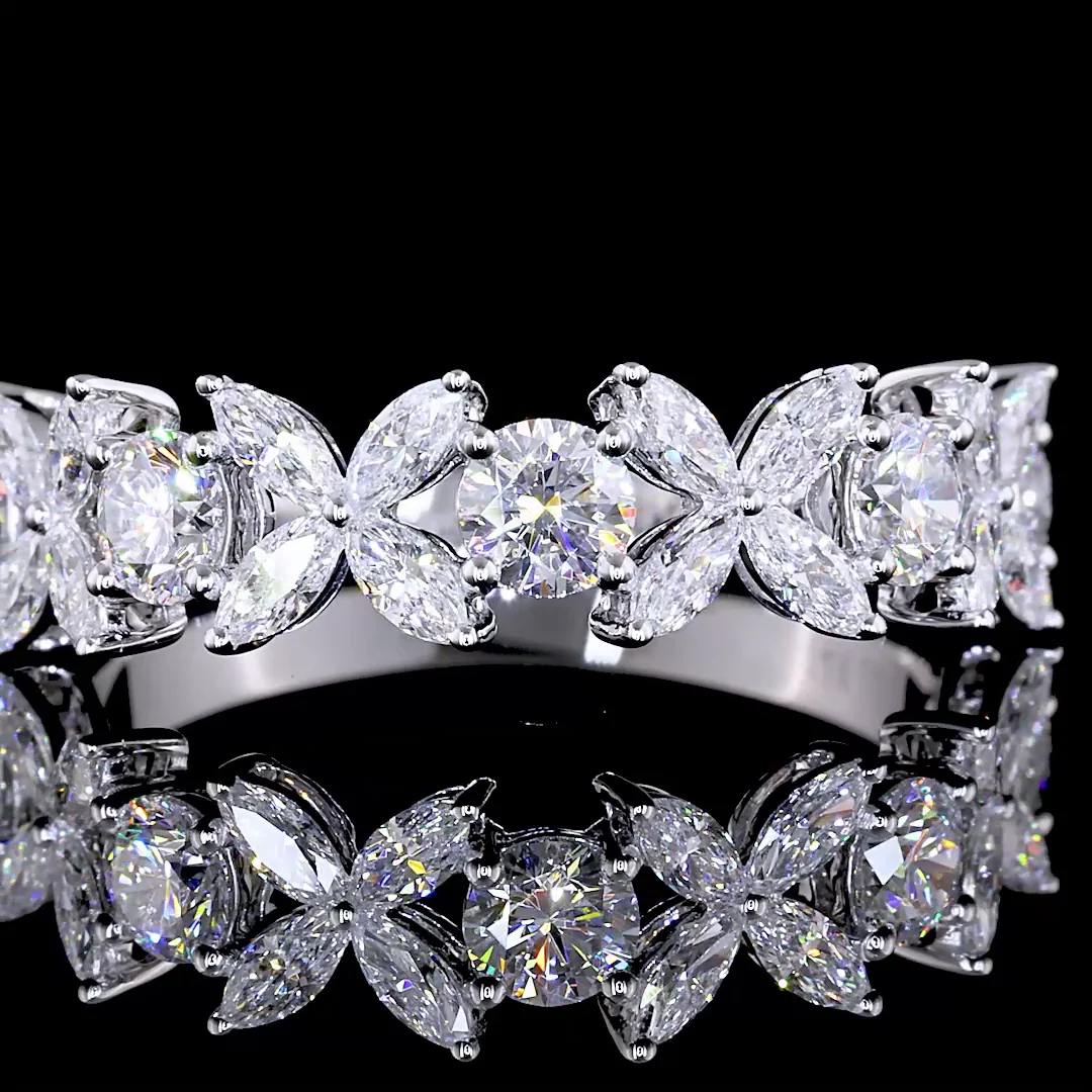 1.32 Cts 14k White Gold Marquise Shape Half Eternity Eternity Band - Image 3