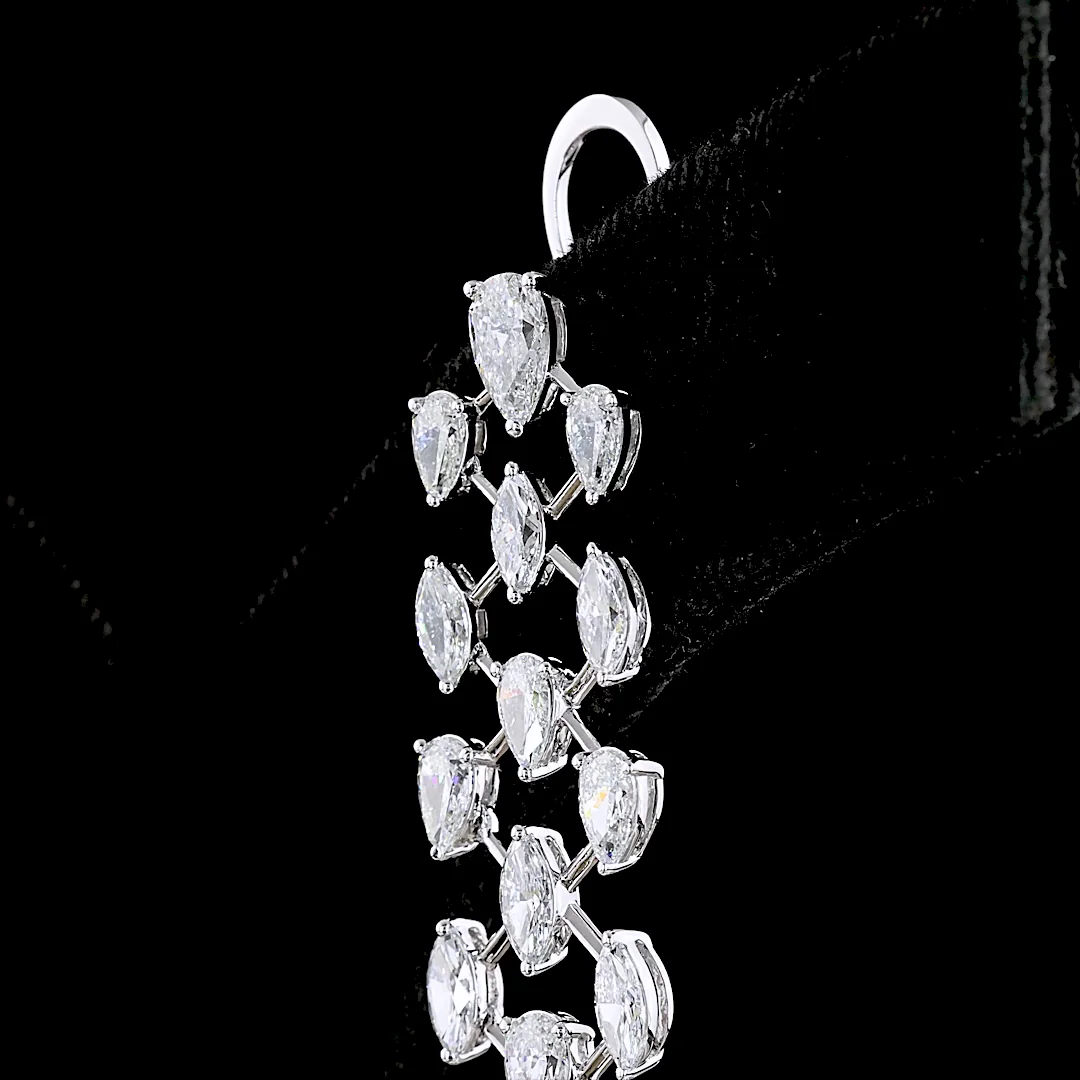 10.03 Cts 14k White Gold Pear Shape Hanging Earring - Image 4
