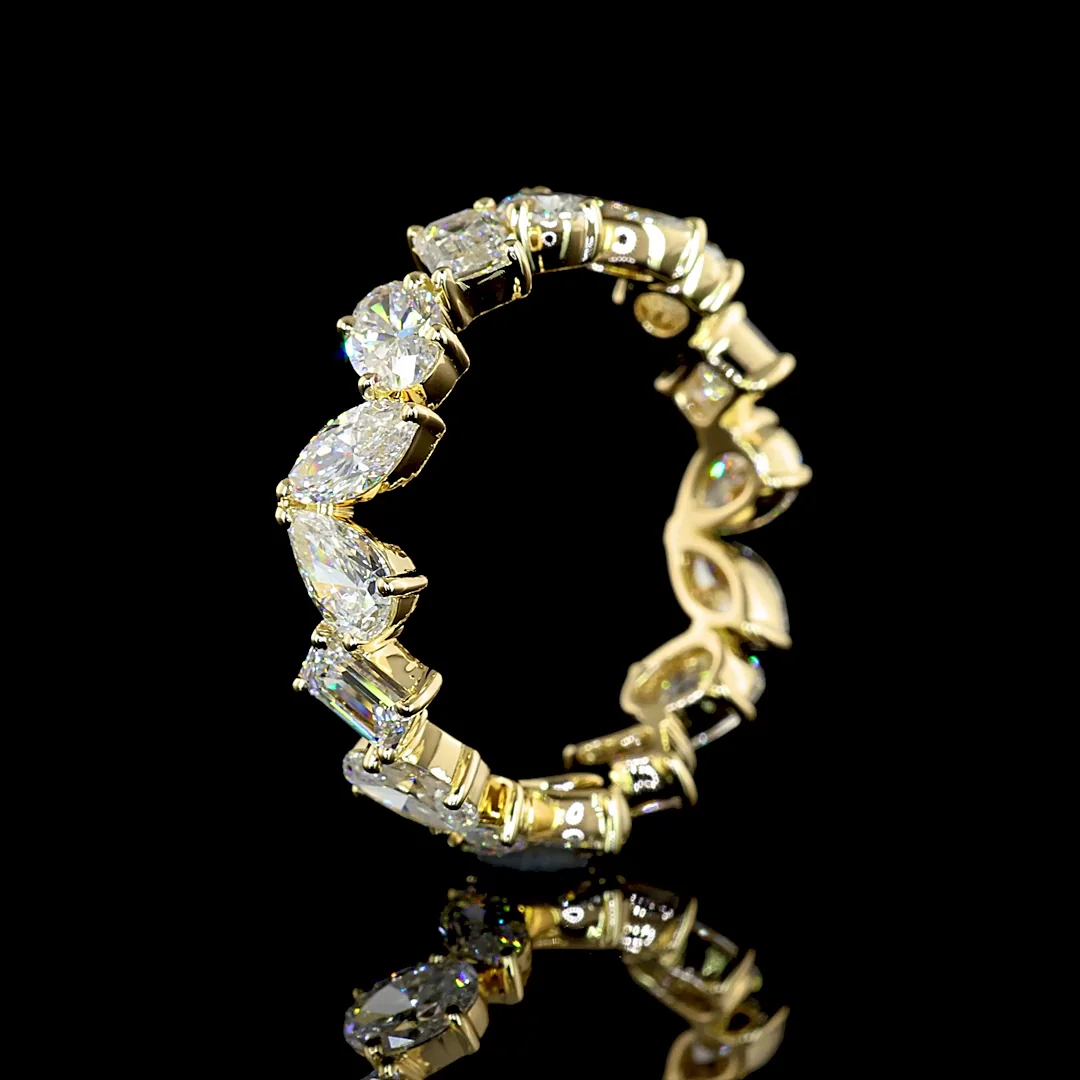 3.09 Cts 14k Yellow Gold Pear Shape Eternity Band Eternity Band - Image 4