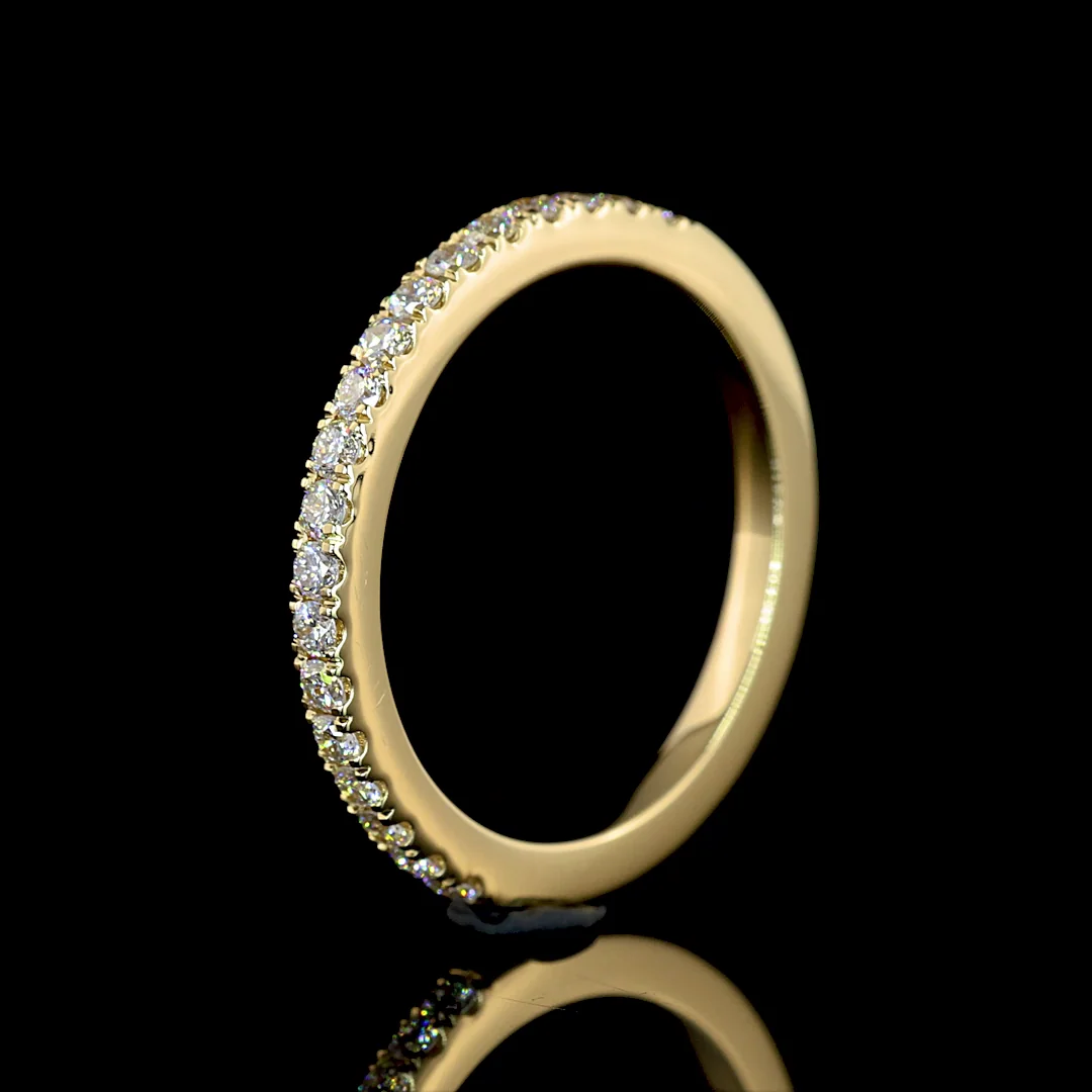 0.26 Cts 14k Yellow Gold Round Shape Half Eternity Eternity Band - Image 4