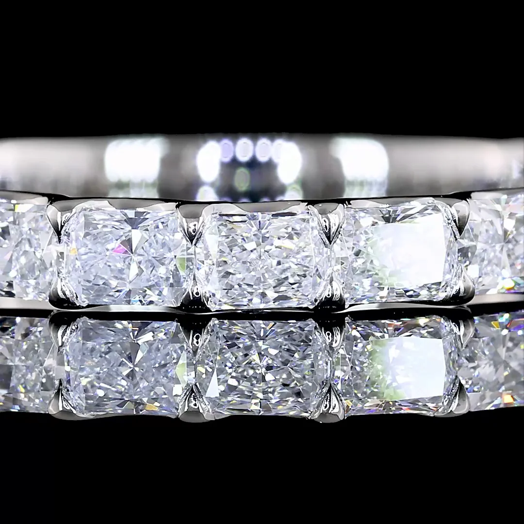 1.38 Cts Platinum Radiant Shape 3/4 Band Eternity Band - Image 3