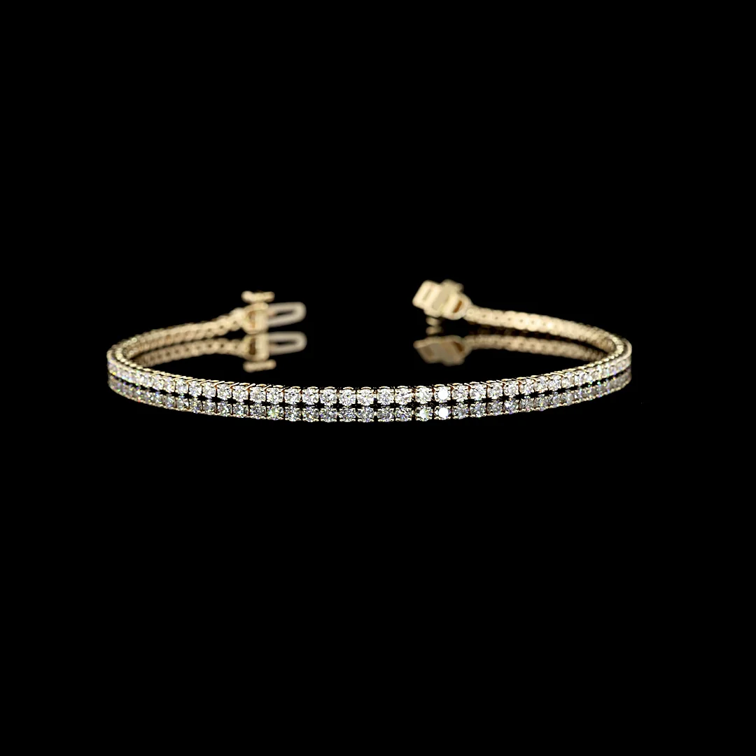 1.82 Cts 14k Yellow Gold Round Shape Tennis Bracelet - Video