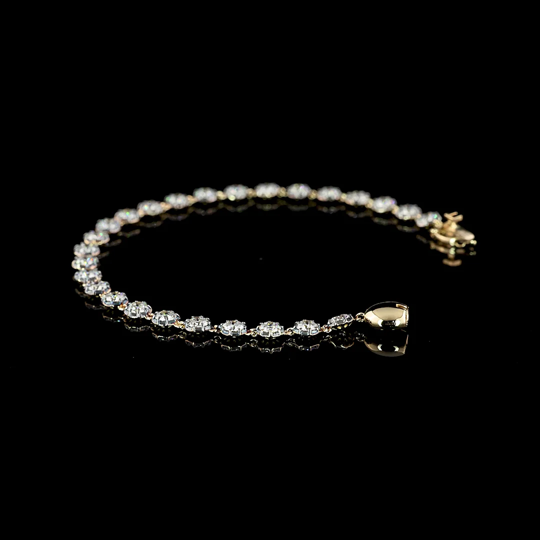 3.84 Cts 14k Yellow Gold Round Shape Tennis Bracelet - Image 2