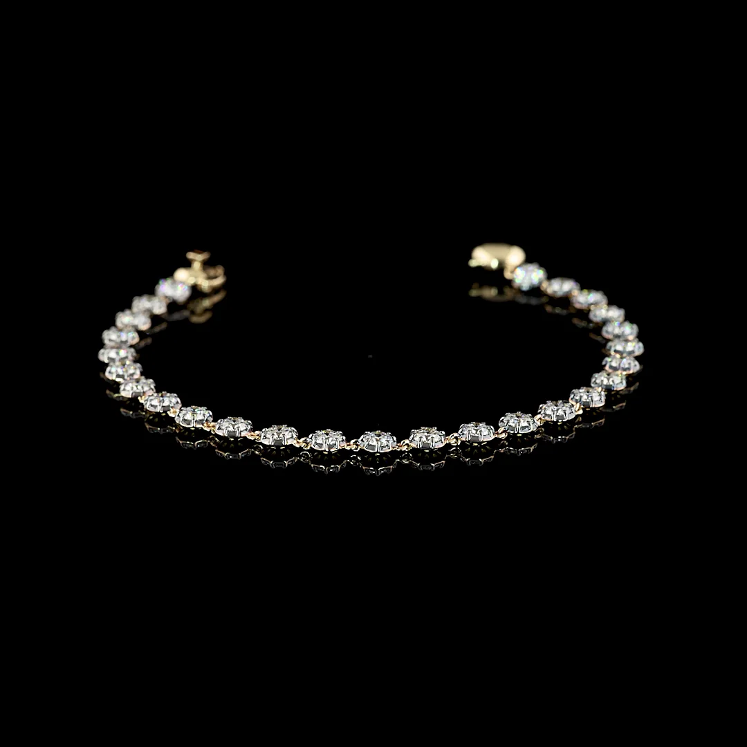 3.84 Cts 14k Yellow Gold Round Shape Tennis Bracelet - Video