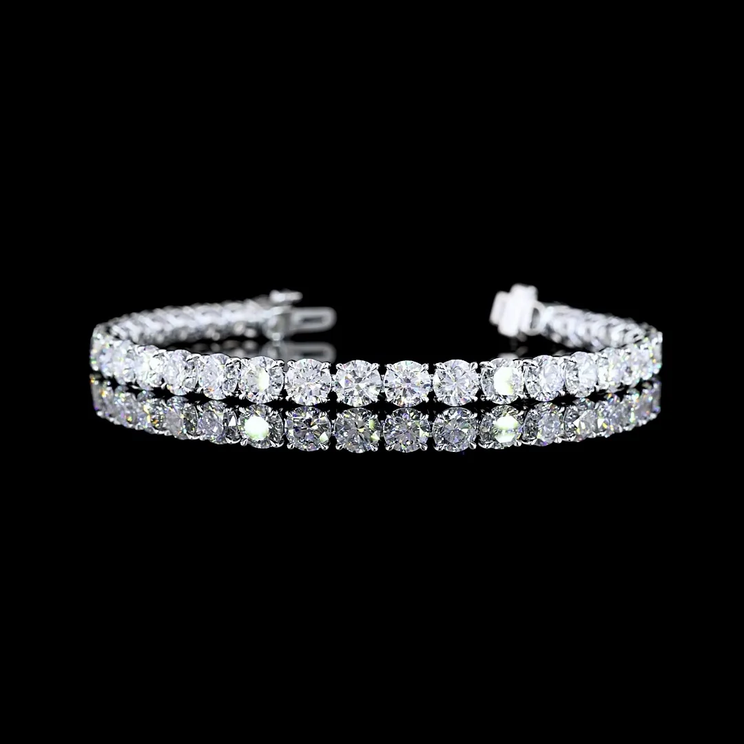 13.61 Cts 14k White Gold Round Shape Tennis Bracelet - Video