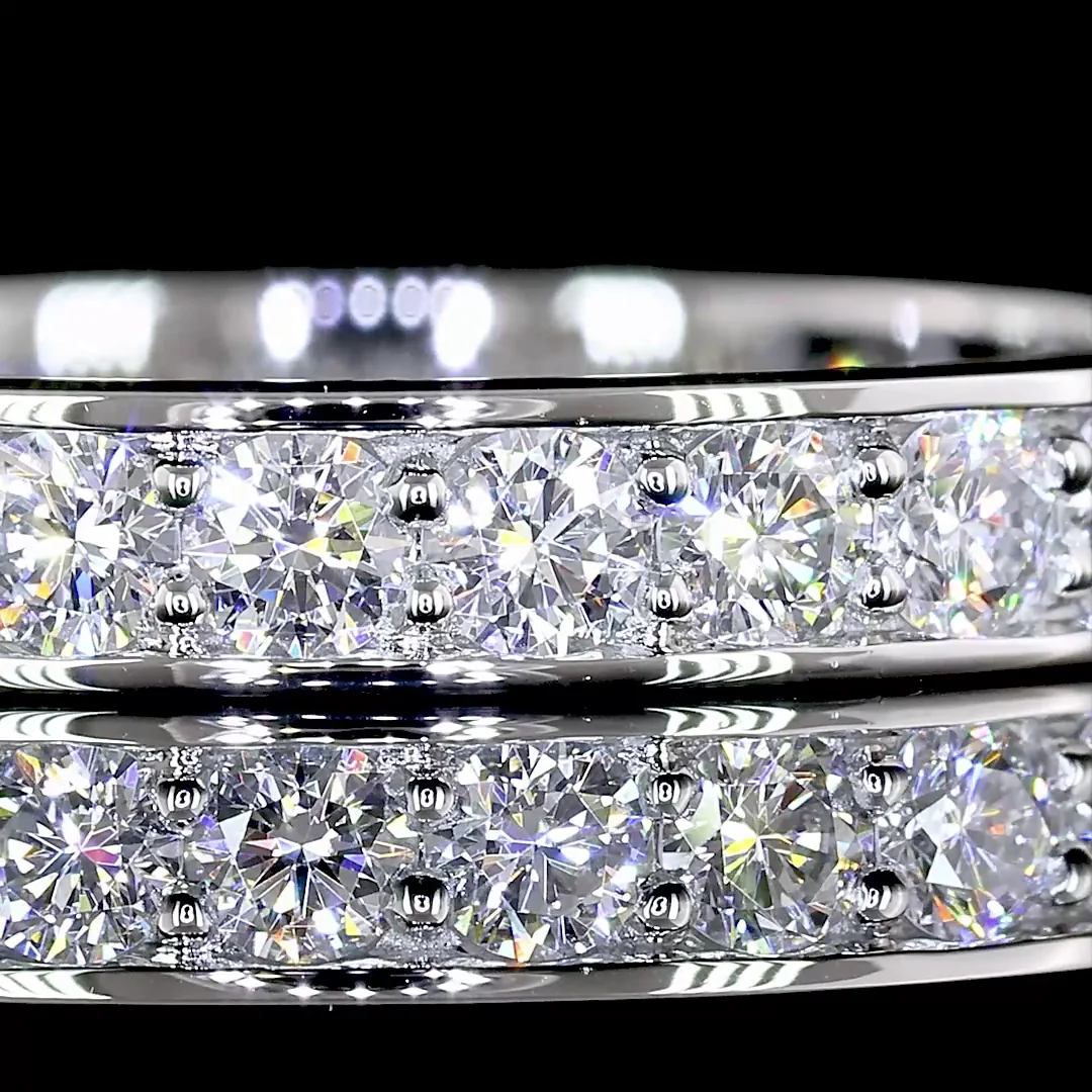 0.77 Cts Platinum Round Shape 3/4 Band Eternity Band - Image 3