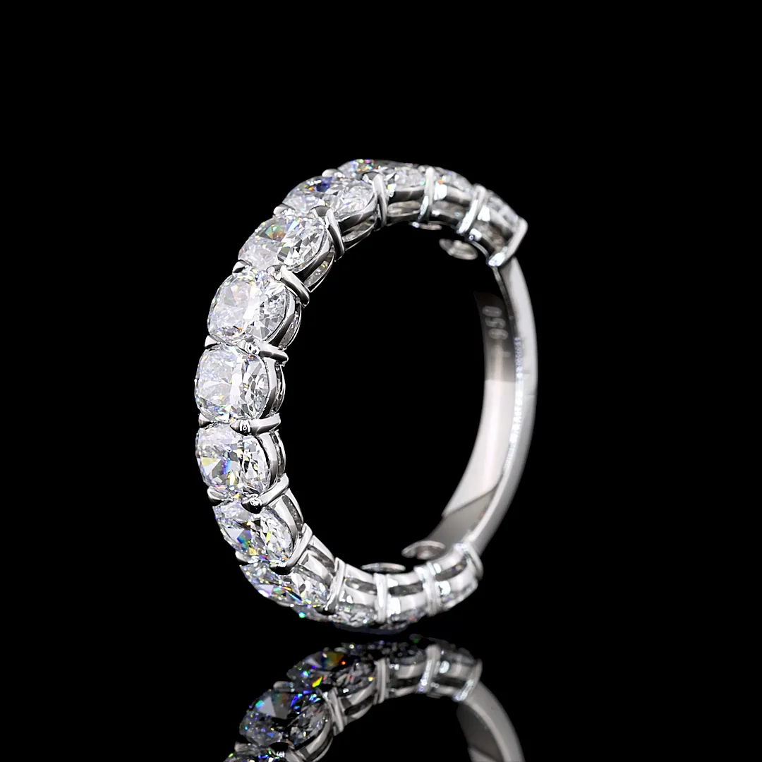 4.27 Cts Platinum Cushion Brilliant Shape 3/4 Band Eternity Band - Image 4