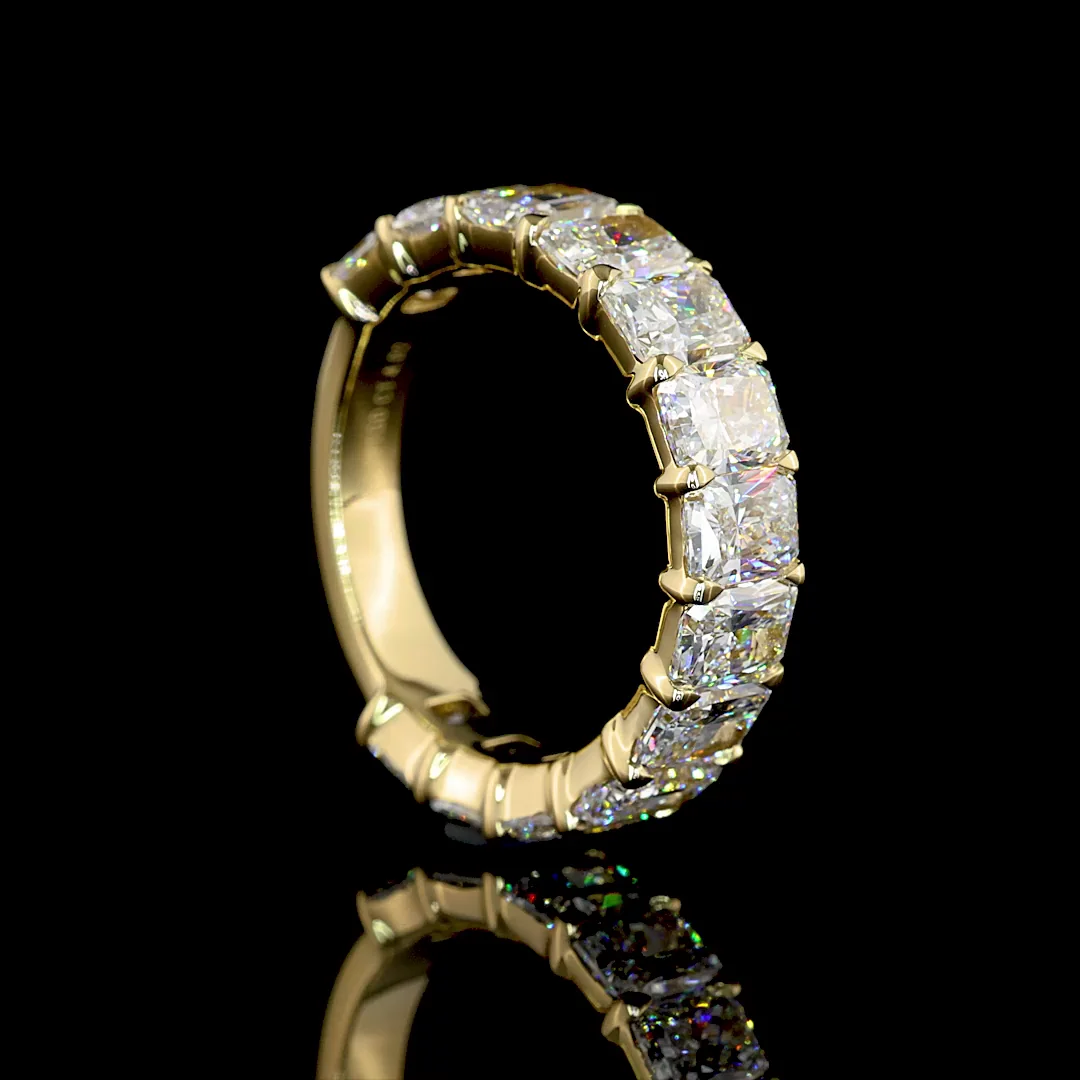 4.02 Cts 14k Yellow Gold Radiant Shape 3/4 Band Eternity Band - Image 2