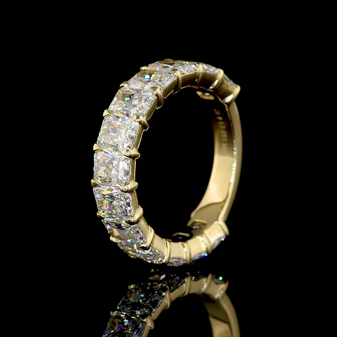 4.02 Cts 14k Yellow Gold Radiant Shape 3/4 Band Eternity Band - Image 4