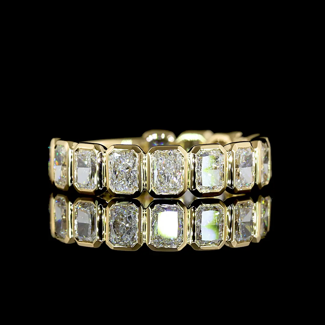 1.89 Cts 14k Yellow Gold Radiant Shape 3/4 Band Eternity Band - Video