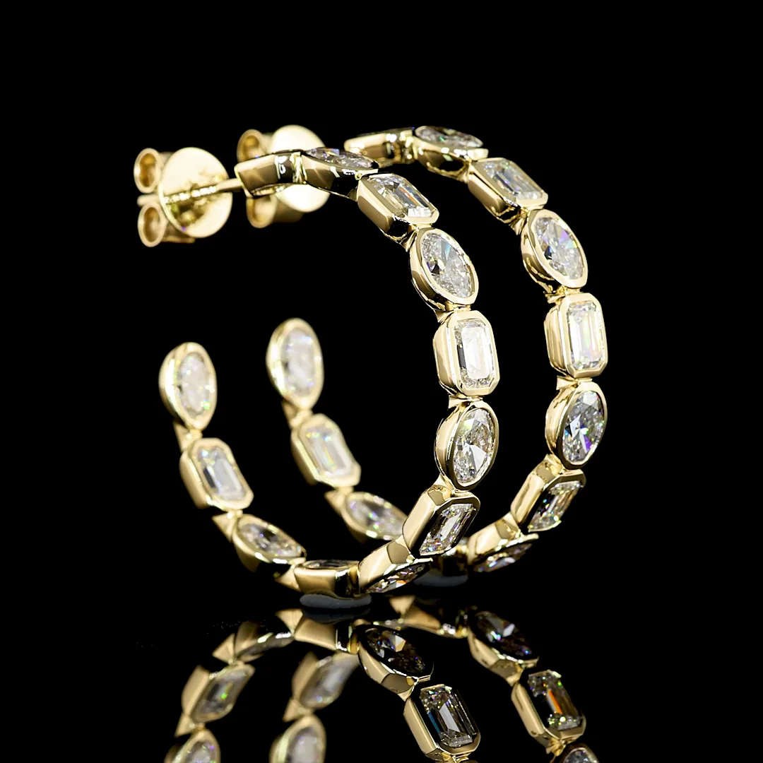 4.44 Cts 14k Yellow Gold Mix Shape C Hoops Earring - Video