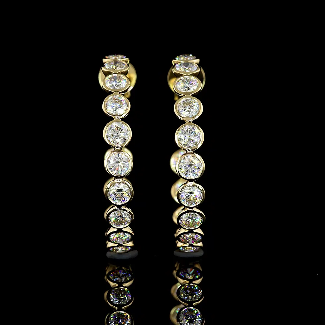 4.89 Cts 14k Yellow Gold Round Shape C Hoops Earring - Image 3