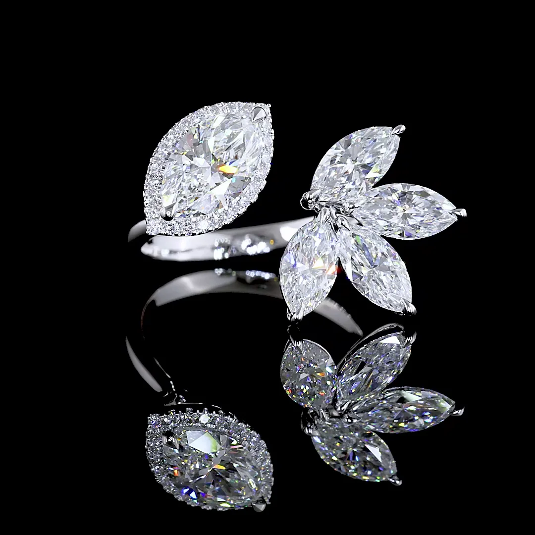 3.01 Cts 14k White Gold Marquise Shape Special Ring - Video