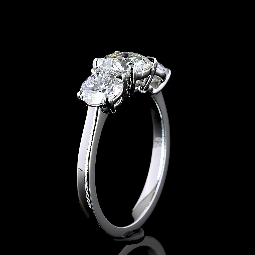 2.11 Cts Platinum Round Shape 3 Stones Ring - Image 4