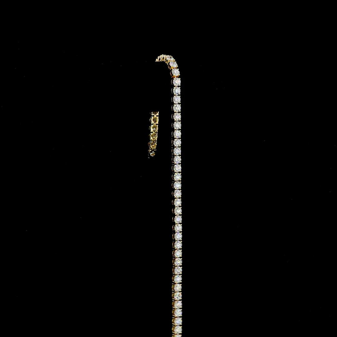 5.95 Cts 14k Yellow Gold Round Shape Tennis Bracelet - Image 3