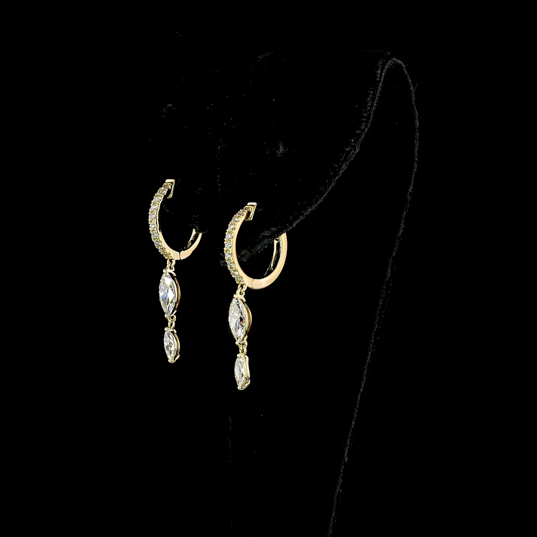 1.04 Cts 14k Yellow Gold Round Shape Hanging Earring - Image 3