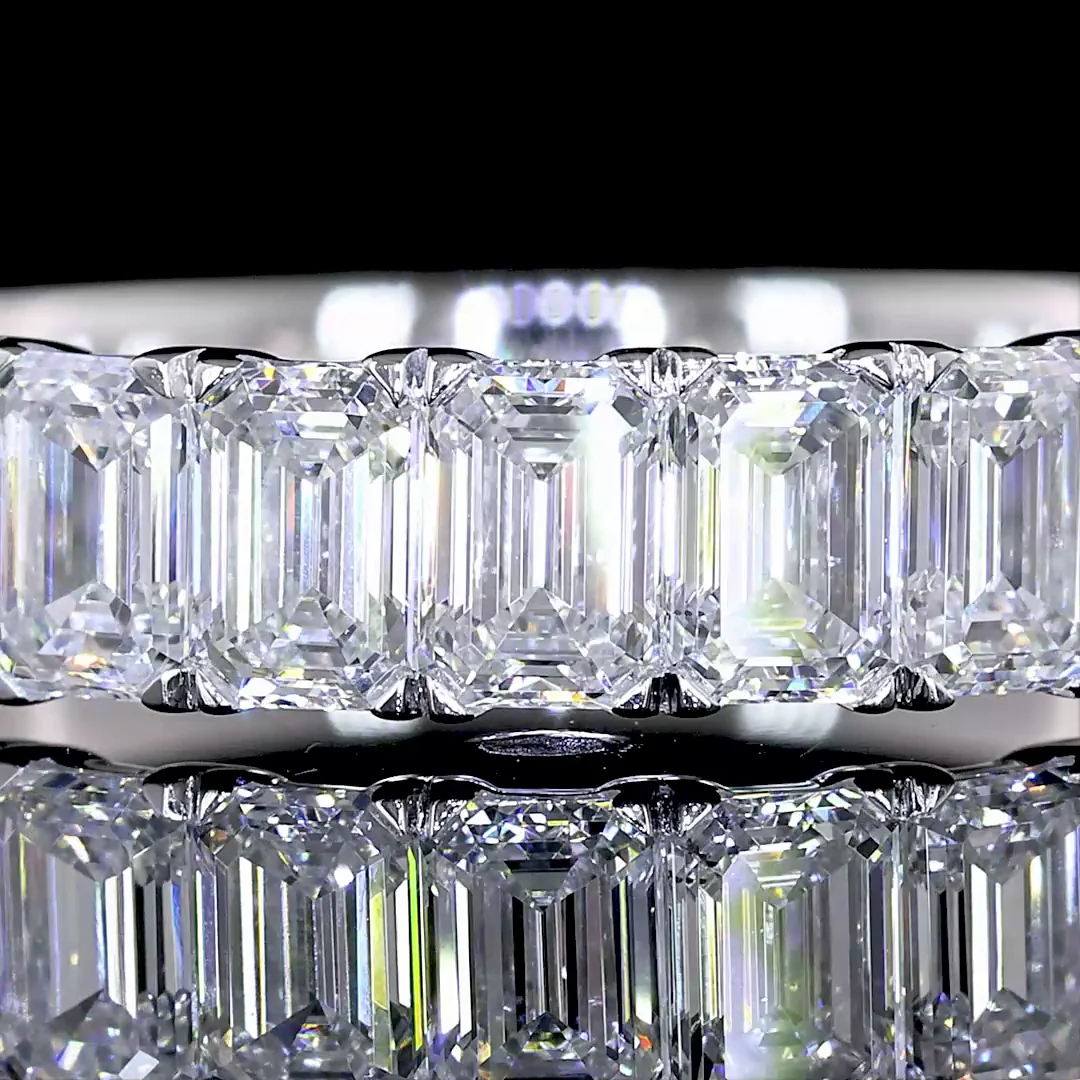 1.66 Cts 14k White Gold Emerald Shape Eternity Band Eternity Band - Image 3