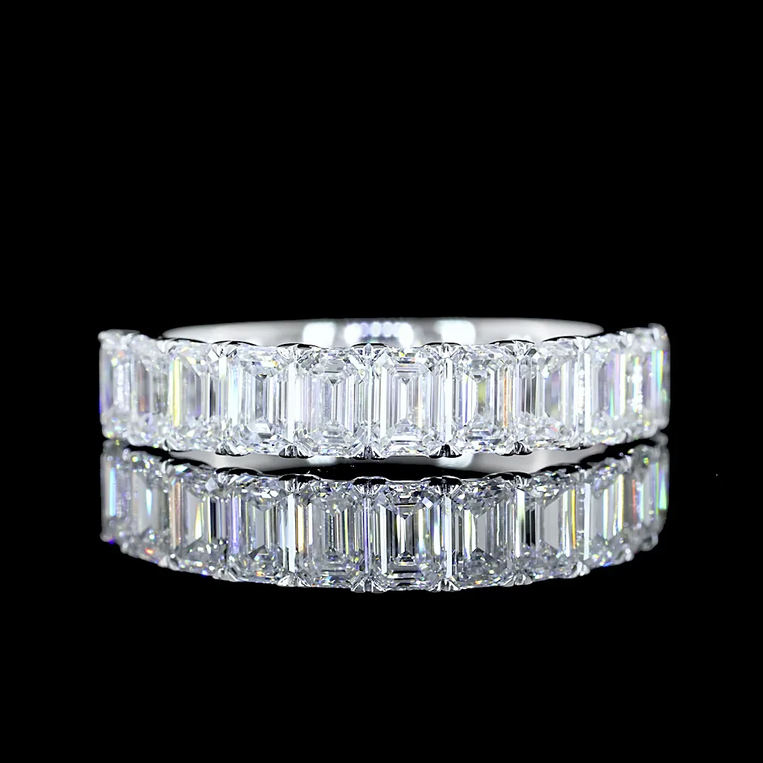 1.66 Cts 14k White Gold Emerald Shape Eternity Band Eternity Band - Video